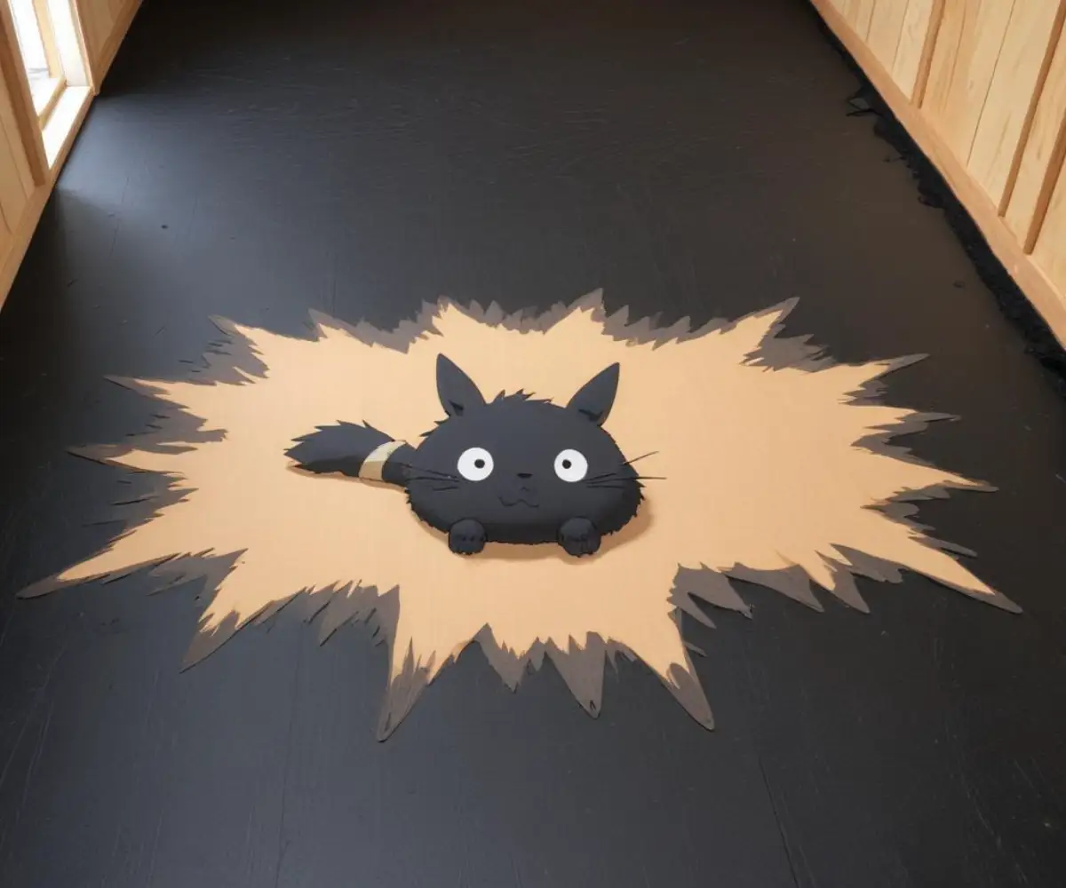 A layer of black asphalt felt paper rolled out over a clean plywood subfloor during a flooring installation project.