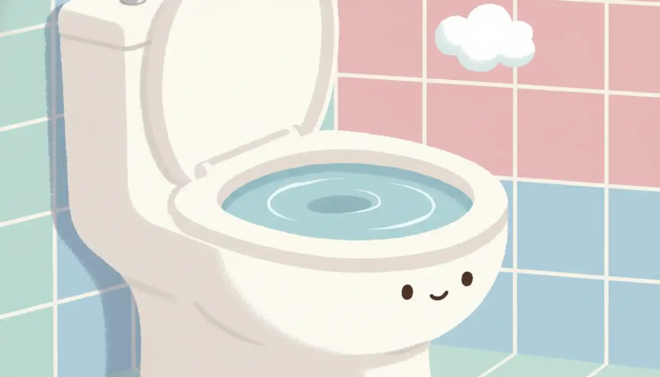 A white ceramic toilet bowl with a high water level, indicating a slow drain or flushing problem without an obvious blockage.