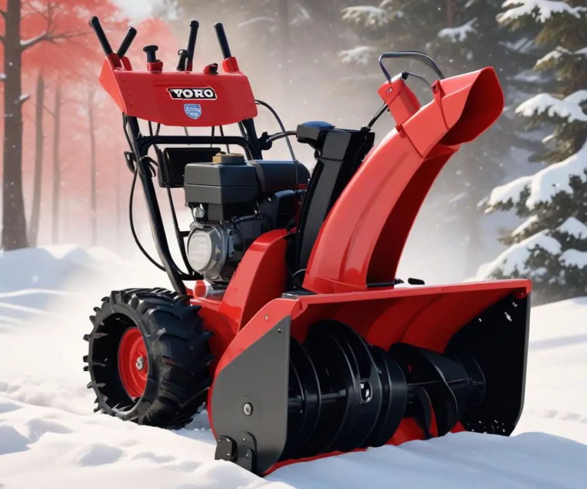 A red and black Toro CCR 1000 3 hp snowblower on a solid, light-colored background.