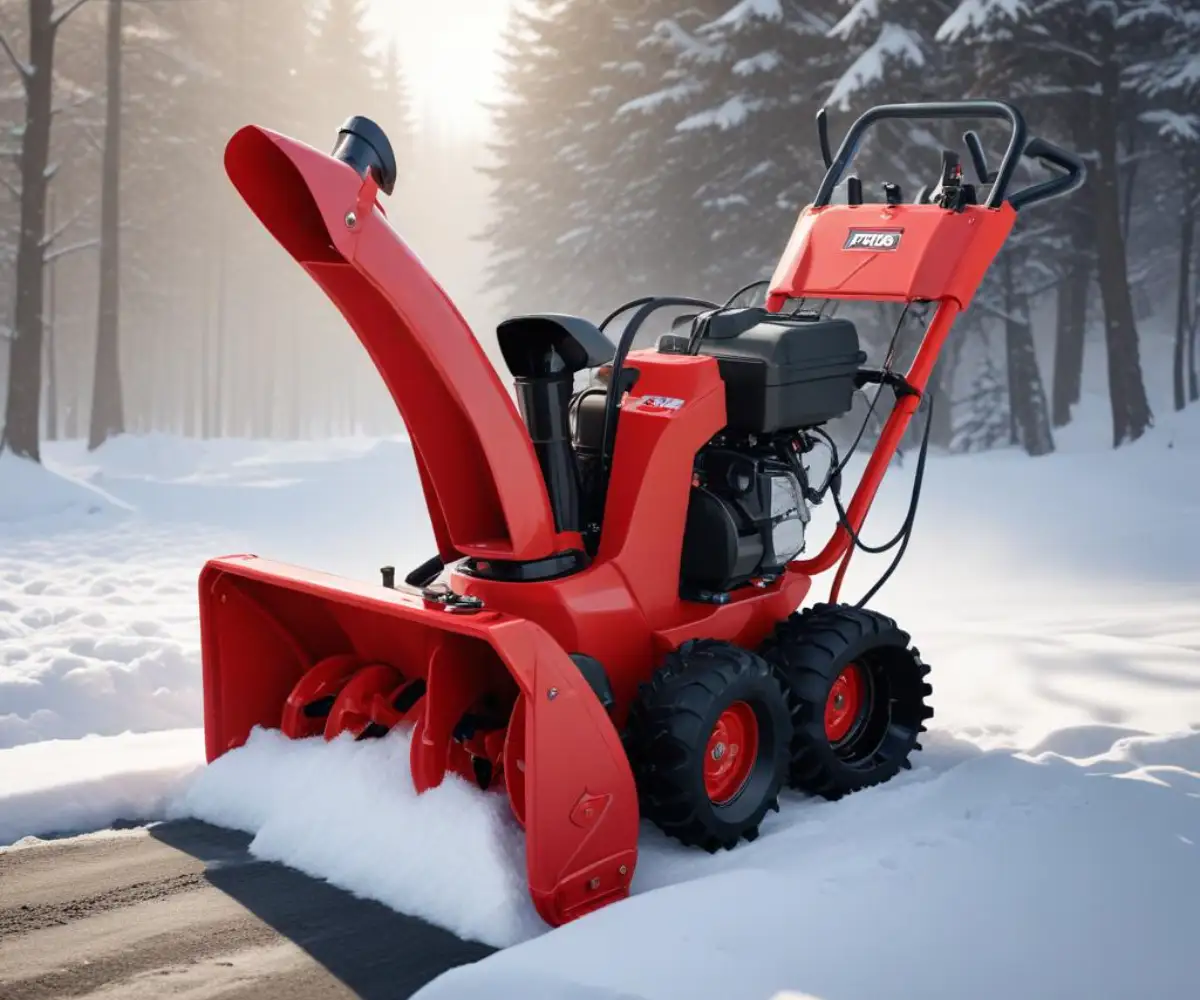 A red Toro 521 snow blower with a black chute and handlebars, shown from a three-quarter angle on a neutral background.