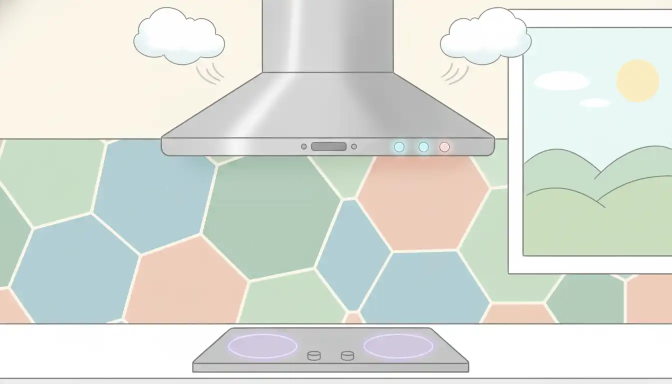 A sleek, stainless steel under-cabinet range hood installed above a modern kitchen stove.