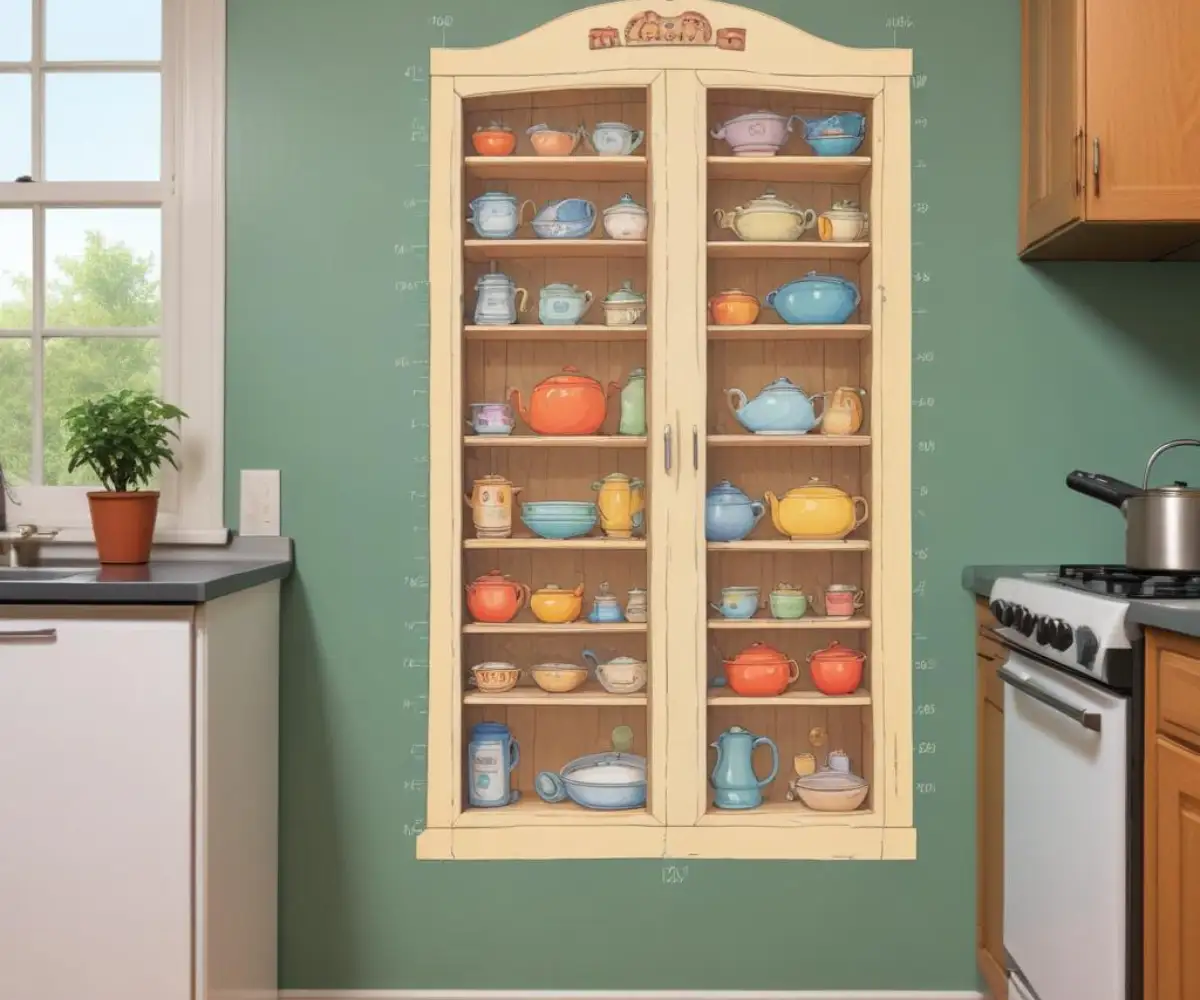 A measuring tape showing the dimensions of an empty kitchen cabinet cutout for a wall oven