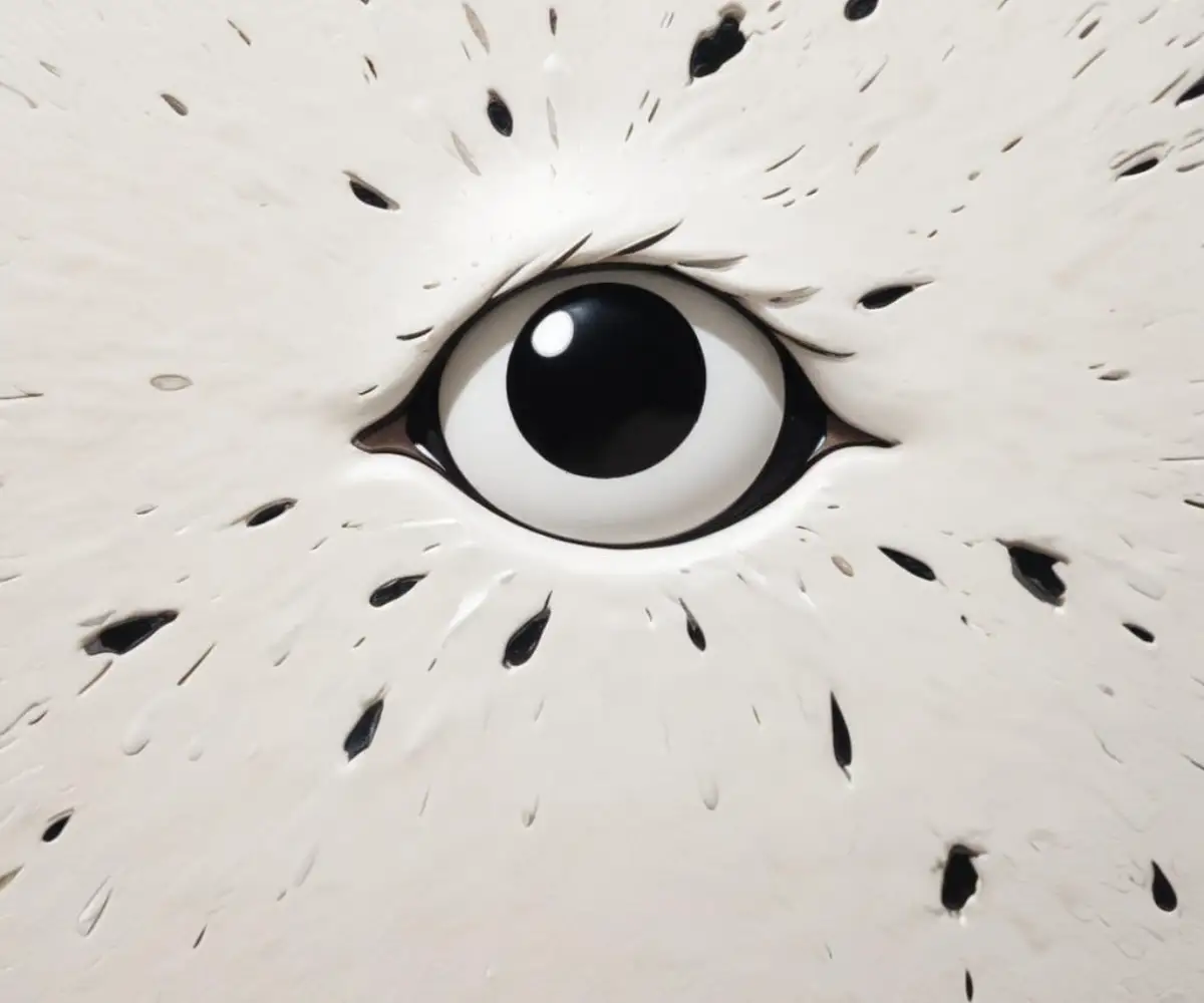 Close-up of a white plastic surface with black, sooty residue concentrated in the textured areas.