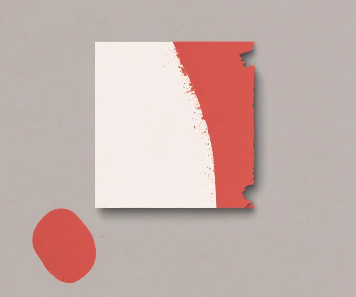 A swatch of bright toro red paint next to a complementary neutral gray swatch on a textured surface.