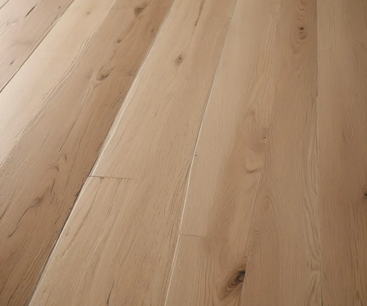 A poorly installed vinyl plank floor showing noticeable H-joints and seam alignment issues.