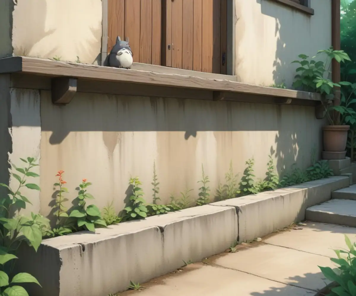 A new wooden sill plate anchored to a concrete foundation at the base of a house's wall framing.