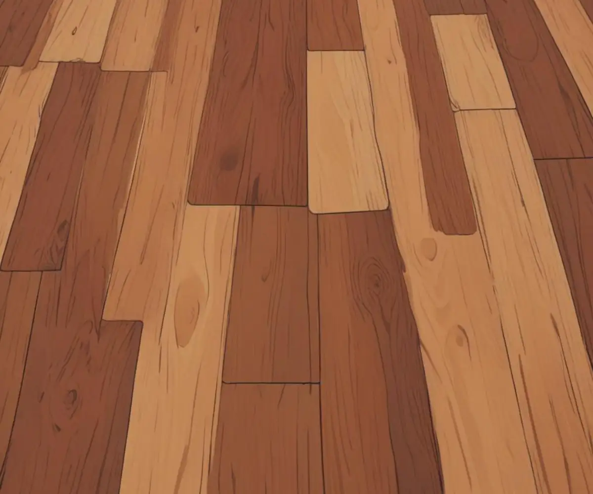Close-up view of a polished hardwood floor showcasing the individual planks and wood grain.